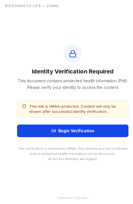 His link is protected: before it shows anything, it asks him to verify who he is.
