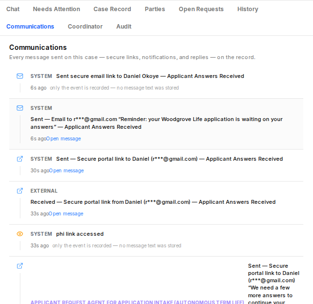 Two days on, the reminder goes out by itself with a renewed link. (Time was advanced for this case only, by running the real reminder process.)