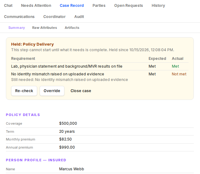 One override does not clear the next check. Policy delivery has its own requirement, and it holds again.